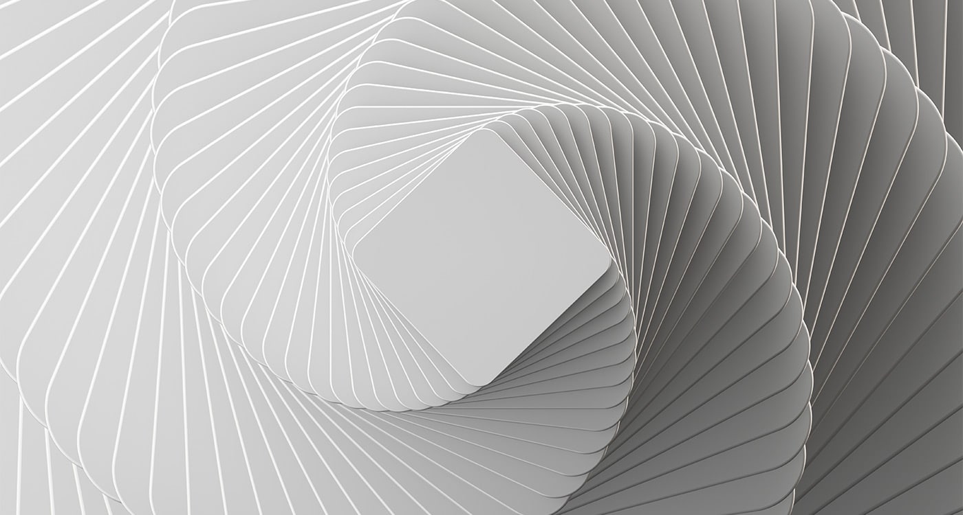 Abstract rendering of overlapping paper cards in a spiral shape