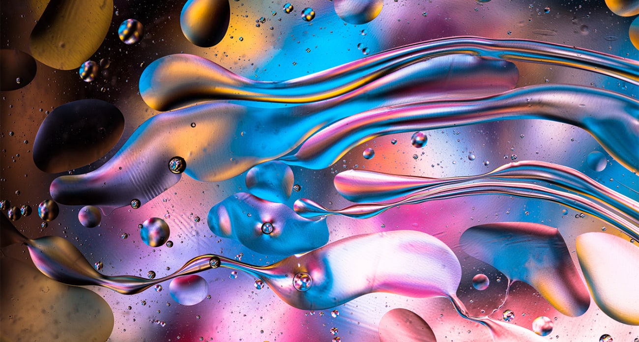Abstract colorful liquid macro photograph